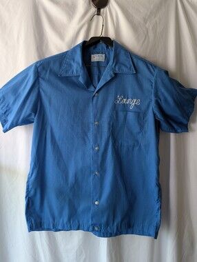 VTG Hilton Shirt Mens large 16-161/2 Blue Button Up Denver CO bar